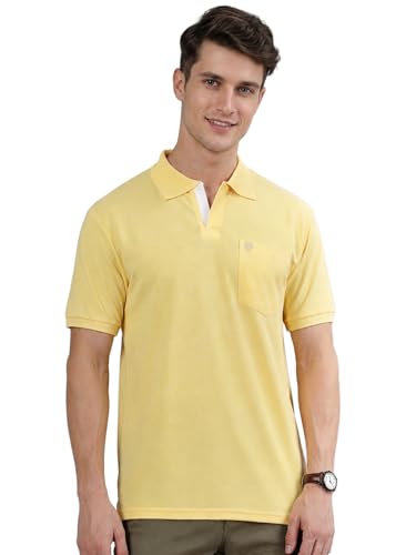 Image of Lux Cozi Men's Half Sleeve Soild Casual Regular Fit T-Shirt with Chest Pocket | Polo Tshirt for Men