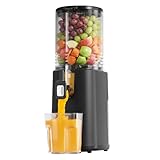 Cold Press Juicer, 5.5inch Wide Feed Chute Juicer Machine, Slow Masticating Juicer for Whole Vegetables & Fruits, Gray