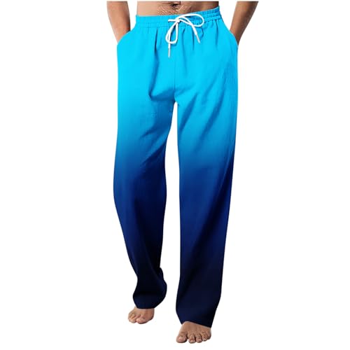 Sweatpants Men Fashion Gradient Sweat Pants Loose Fit Open Bottom Track Running Sport Athletic Pants with Pockets Blue