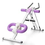 UrbanLuxe Entrenador de abdominales para uso doméstico, ajustable con pantalla LCD, plegable y con protección para las rodillas (Morado)