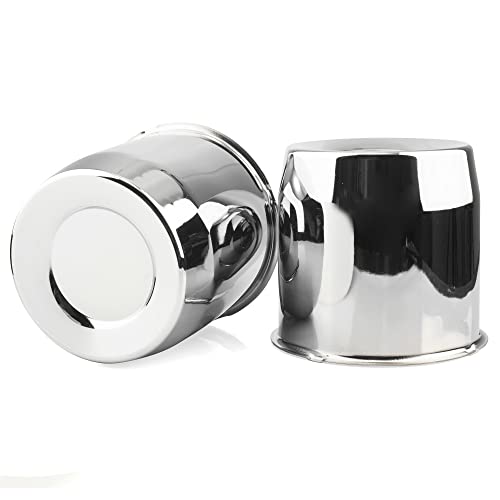 Rheedal 2Pcs 5.15Inch Trailer Wheel Center Caps Push Thru 5.15" Bore 4.92" Tall For Wheel Rim, Chrome Silver Wheel Cover #TOP2
