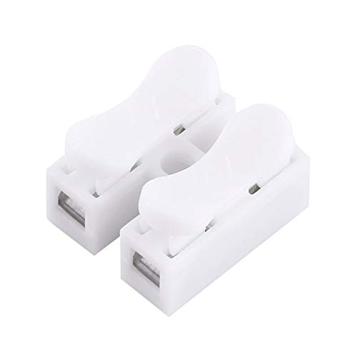 Bornier blanc 2 broches haute tension 10A pour connexion rapide de cable | Lot de 100pcs