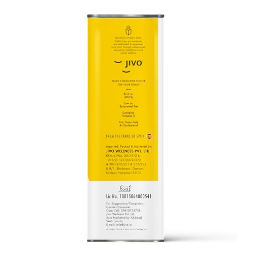 Image of Jivo Extra Light Olive Oil 5 Litre TIN | Imported from Spain | Recommendable Daily Cooking for Roasting, Frying, Baking All type of Cuisines| Low Saturated Fat, Low Saturated Fat | (Pack of 3)