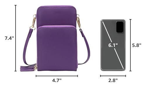 Image of myfriday Small Cell Phone Crossbody Bag, Multi-pocket & 6 Card Slots | 6 card slots, multi-pocket zipper layout and soft synthetic leather keep phone, lipstick, coins and keys ready outdoors