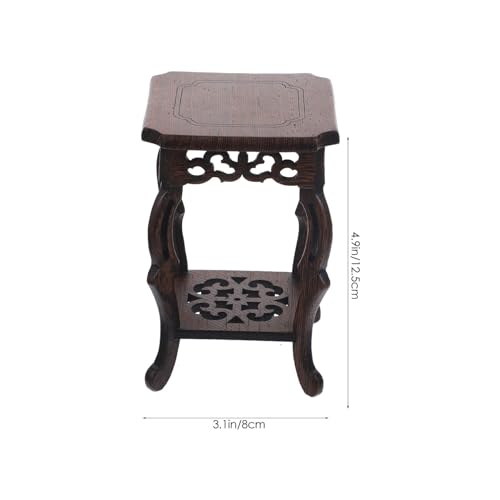 VOSAREA Plant Holder Wooden Stool Plant Stand Chinese Display Stand Retro Pot Holder Decorative Planter Shelf Fishbowl Rack for Indoor Outdoor Garden Decor Plant Display Stand - Image 2