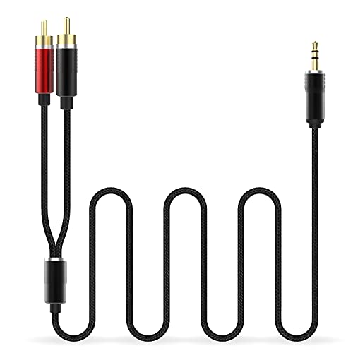 Rca To 3.5Mm Aux Cable(6.6 Feet), Nylon Braided 3.5Mm Male To Rca 2-Male Headphone Jack Adapter Y Splitter Stereo Audio Cord Compatible With Smartphones, Mp3, Tablets, Speakers, Hdtv (6.6Ft/2M) #TOP2