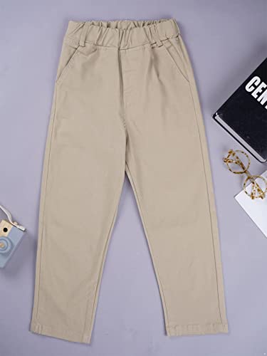 Boys School Uniform Trousers Elastic Waistband Pull-on Casual Athletic Cargo Pants4