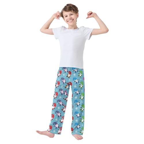 Colorful Gnome Snow Boys Long Pants Soft Trousers Elastic Waist Kids Lounge Bottoms with Pockets S-XL2