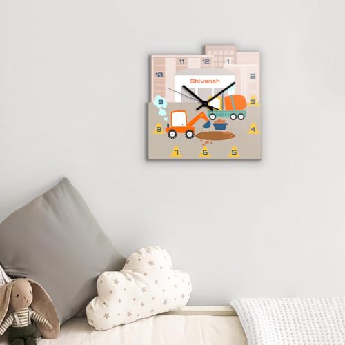Image of Zooboo Personalized Analog Wall Clock, Custom Name Acrylic Silent Quartz Movement Wall Clock with Sleek Modern Design, Ideal for Birthdays or Return Gifts (Design - Lets Build), 30x30 cm, Multicolor