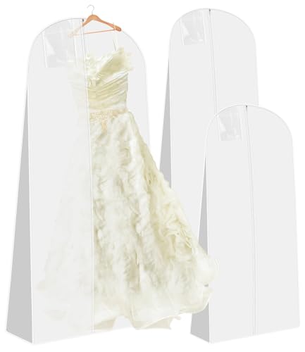 2 Stück Kleidersack Brautkleid Kleidersack Lang 180 cm Anti-Staub Atmungsaktiver Kleidersäcke Lang mit reißverschluss,Wasserdicht Schutzschild für Brautkleider Abendkleider Mäntel Lange Mäntel-Weiß