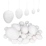 NaDeco 36x Ostereier aus Kunststoff Wei&szlig; &ndash; 5 Gr&ouml;&szlig;en zum Bemalen & Aufh&auml;ngen &ndash; Plastikeier f&uuml;r Osterdeko Innen & Au&szlig;en &ndash; DIY Bastelset f&uuml;r Kinder & Erwachsene &ndash; Osterstrauch Garten Fr&uuml;hling Deko Setㅤ