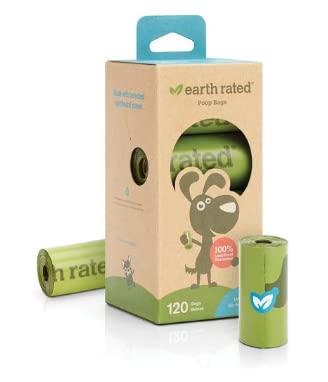 Unscented, Earth Rated Dog Poop Bags, Guaranteed Leak Proof and Extra Thick Waste Bag Refill Rolls For Dogs, 120 Count