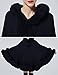 SUFCOMOU Women Hooded Poncho Cape Faux Fur Shawl Wrap with Fur Trim Sleeveless Cardigan Dressy Cloak Fashion Tops Coat (Dark Blue)