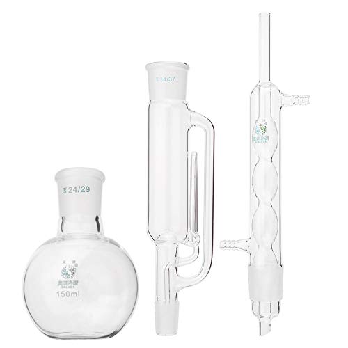 VIDOO 150Ml Borosilicate Vidrio Soxhlet Extractor Condensador Con Fondo Plano Flask Lab Glassware