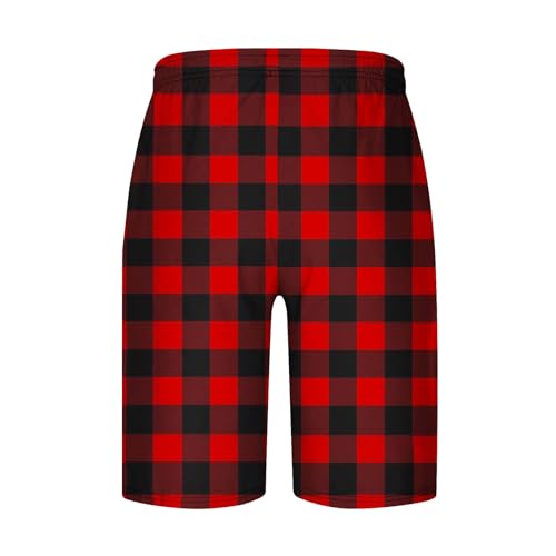 Muscularfit Mens Swimsuit Trunks 5 Inch Inseam Drawstring Elastic Waist Plaid Pajama Shorts Summer Fashion Bathing Suits 20243
