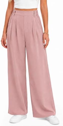 ABINGOO Damen Weite Palazzohose Lässig Stoffhose Hohe Taille Anzughose | Locker Elegant Business Weites Bein Hosen Büro Arbeitshose Freizeithose mit Gummizug und Taschen