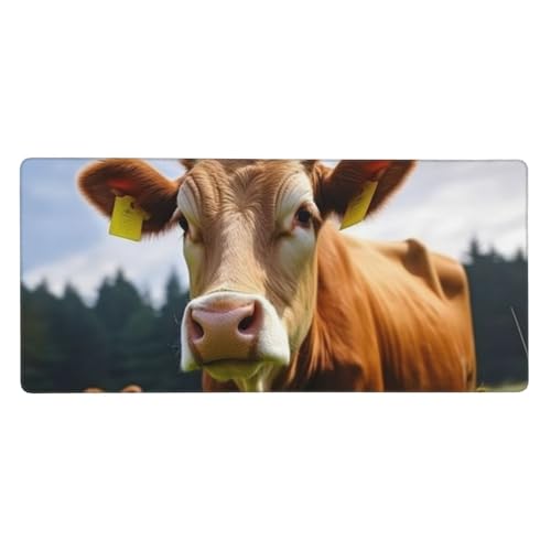 Tapis de souris décoratif vache marron 90x40 cm étendu