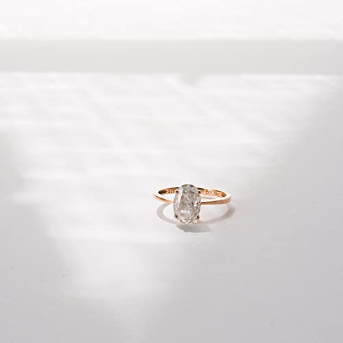 1.5 Carat Moissanite Oval Cut Forever Classic Engagement Ring Solid Gold Plain Ring Band 14K Rose Gold Bridal Ring Stackable Brilliant Ring #TOP4