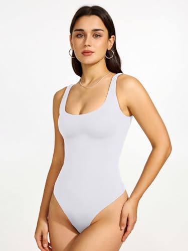 reoria bodysuit for women scoop neck sleeveless tank top bodysuits 2025 sexy thong bodysuit basic leotards for women