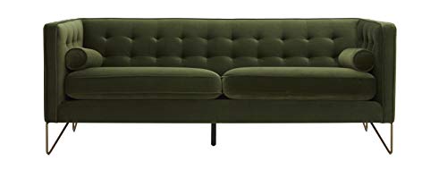 Amazon Brand – Rivet Brooke Contemporary Mid-Century Modern Tufted Velvet Sofa Couch, 82"W, Emerald #TOP3