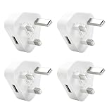 3 Pin Plug UK 4 Pack USB Charging Adapter, 5V 1A USB Wall Plug with Smart IC, Fast Safe Charger Compatible with i Phone 12 11 XR X 8 7, i Pad, Sam sung Galaxy, Hua wei, Moto rola, LG, One Plus