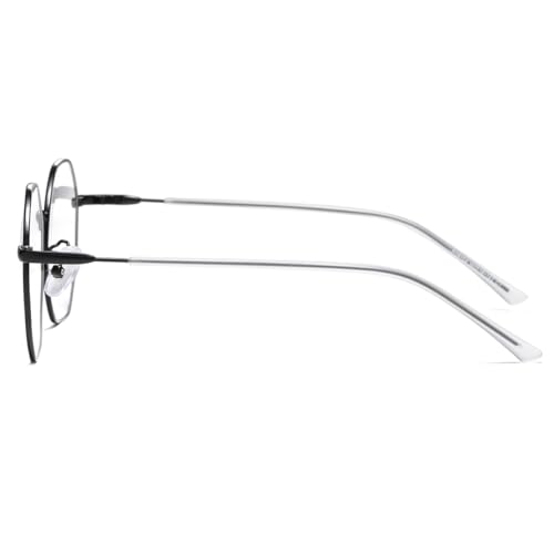 Image of Polygon Non Prescription Glasses for Women Men Vintage Octagon Square Metal Frame Eyeglasses (Black /Anti&bluelens), lenswidth
