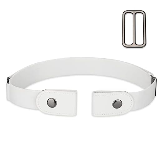 Cinto elástico sem fivela para mulheres e homens, elástico invisível para calças jeans, Branco, Waist 24"-48"