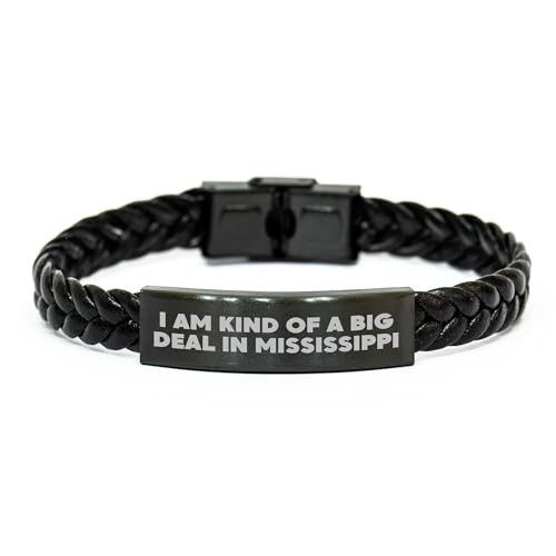 Mississippi Gifts from Friends - 'I Am Kind Of A Prime Selection' Interlaced Leather Bracelet for Graduation, Unique Mississippi Trinket for Men or Women, Gifts for Mississippi Family and Friends