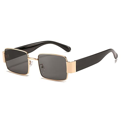 Lunettes de soleil rectangulaires vintage en métal doré pour femmes et hommes