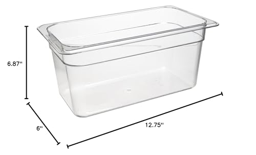 Cambro 36CW 5.6 qt Capacity, 12-3/4" Length x 6-15/16" Width x 6" Depth, Camwear Clear Polycarbonate Third Size Food Pan - Thumbnail 2