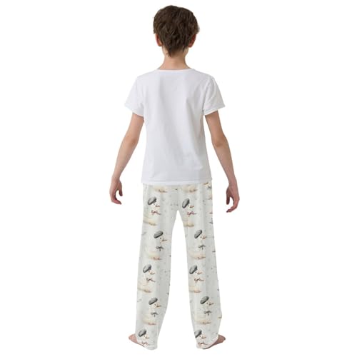 Pajama Bottoms, White Ducks with Hats Sleeping Pant Lounge Wear Pajamas Long Pants Sleepwear Pjs3