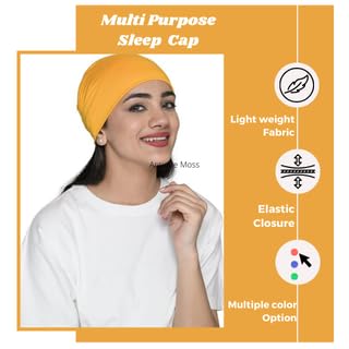 Image of The Headscarves Women Silky Soft Bamboo Viscose Sleep Cap for Hair Loss Chemo Headwear Skull Cap Free Size (Multicolor) (HS3 Multicolor)