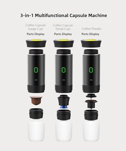 Image of Portable Espresso Maker Compatible with Capsules and Ground Coffee Premium Machine Professional Grade Handheld Maker with USB C Charging