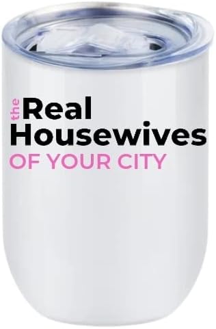 Vaso personalizado de 12 onzas con tapa, taza personalizada de Real Housewives, perfecto para bebidas frías y calientes