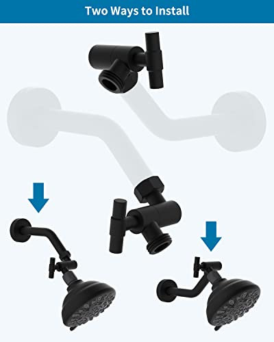 All Metal Shower Head Elbow Adapter, Stainless Steel 360 ° Adjustable Swivel Shower Head Adapter, Shower Arm Extension For Fixed And Rain Shower Head, Wall Mounted Shower Arm Connector, Matte Black #TOP2