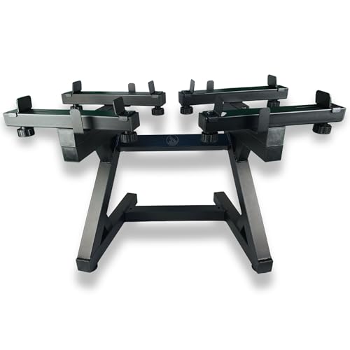 Support d'haltères réglable en acier robuste avec pieds stables et design compact