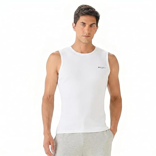 Image of Boldfit Sleeveless Tshirts for Men Cotton Gym Vest Tank Top Men Quick Dry Workout Sando for Man Stretchable Mens Baniyan Innerwear Vest for Running, Training, Yoga, Everyday Wear Comfort Fit Tshirt