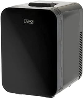 LIVIVO 10L Mini Fridge Cooler with Glass Panel Door 12V DC or 240V AC Dual Input Silent Thermoelectric Running Perfect for Bedroom or Lounge (Black)