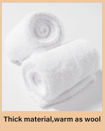 Image of Moon Wood Plus Size Plush Thigh High Socks for Women Fuzzy Stocking Thick Over the Knee Fleece Leg Warmers Boot Socks