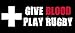 Give Blood PLAY RUGBY Bumper Sticker (rucker red cross decal)