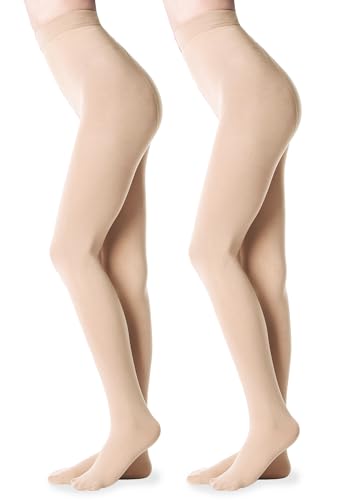 Image of G&Y 2 Pairs Fleece Lined Tights for Women - 100D Opaque Warm Winter Pantyhose