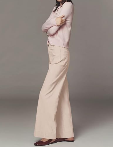 Women's Wide Leg Pants Button Down High Waisted Loose Fit Trousers with Pockets Casual Work Business Dress Pants3