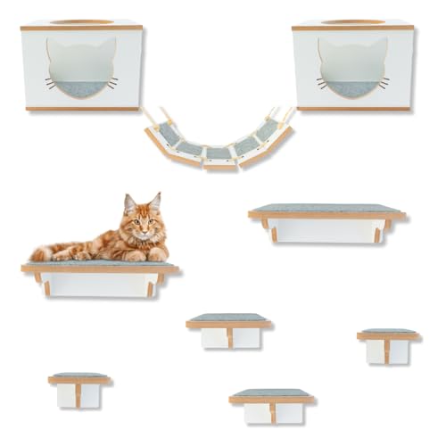 Playground para gatos com 9peças Premium com Prateleiras Nichos Já Montados (BRANCO)