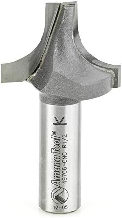 Amana Tool - 49706-CNC Carbide Tipped Plunge Round Over 1/2 Radius x 1-3/8 Dia x 1 x
