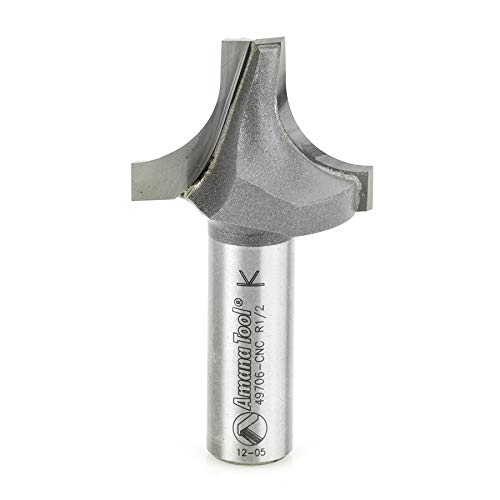 Amana Tool - 49706-CNC Carbide Tipped Plunge Round Over 1/2 Radius x 1-3/8 Dia x 1" x