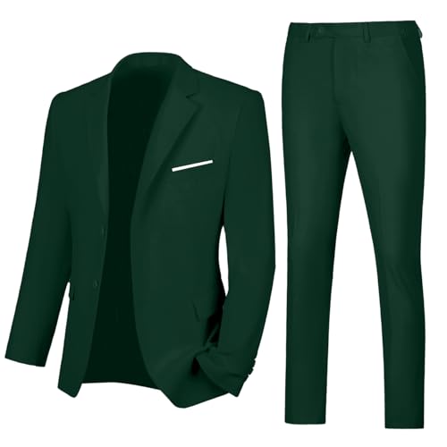 Image of Mens 2 Piece Suit Slim 2 Button Prom Suit Jacket Pants Tuxedo Set
