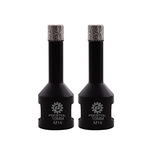 FOCSTOL Diamond Core Drill Bit - 2pcs 10mm Diamond Hole Saw for Porcelain Ceramic Tile Marble Granite Quartz M14 Thread