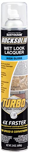 Rust-Oleum 360292 RockSolid Wet Look Lacquer Turbo Concrete Sealer Spray, 24 oz, High Gloss Clear