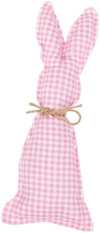 FewNvWa Easter Doll Bunny Handmade Decoration Soft Toy Lively Bunny Texture Gentle Stuffing Suitable for Birthday Surprise Nursery, Pink Plaid — view 6