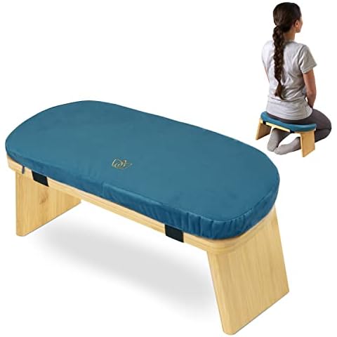 Florensi Meditation Bench - Bamboo, Foldable & Ergonomic Meditation Stool - Sturdy Prayer Bench with Meditation Cushion, Comfortable for Kneeling or Sitting - Perfect for Deeper & Longer Meditation Cover